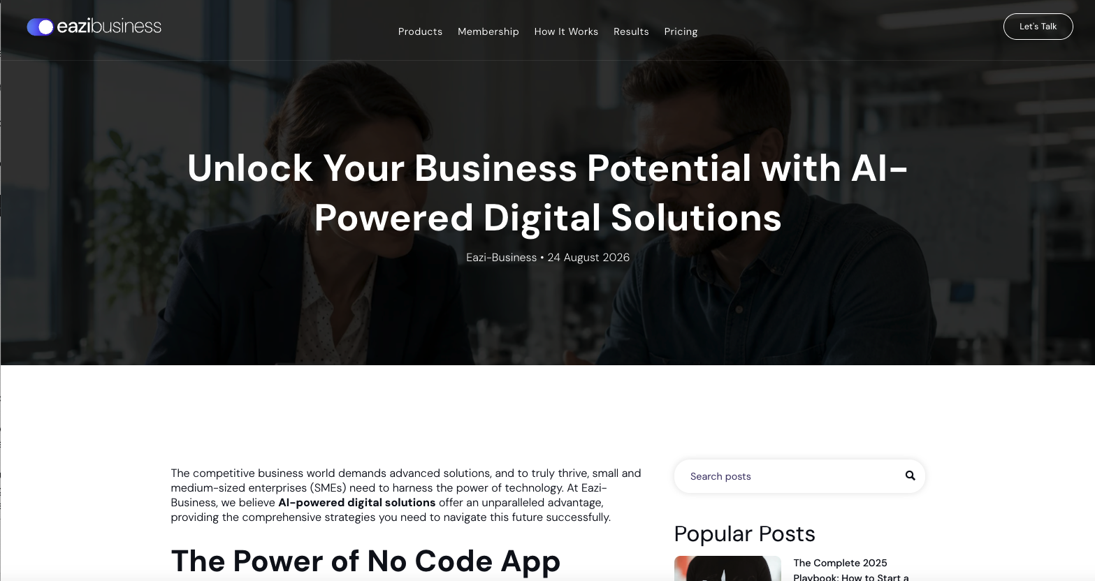 Eazi-Business article: Unlock Your Business Potential with AI-Powered Digital Solutions, published 24 August 2026